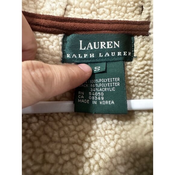 Vintage Ralph Lauren Faux Shearling Duffle Coat Women Small Brown Hooded Western - Picture 4 of 16